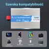 Na zdjęciu znajduje się przetwornica z napisem "EXTRALINK Pure Sine Wave Inverter 1500W Surge Power 3000W CE RoHS 12V" oraz tekst "Szeroka kompatybilność". Poniżej widoczne są ikony urządzeń: laptop, smartfon, tablet, aparat, kamera samochodowa, wentylato