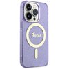 Etui GUESS Glitter Gold MagSafe do Apple iPhone 14 Pro Max Purpurowy Miasto Macierzysz