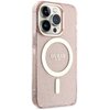 Etui GUESS Glitter Gold MagSafe do Apple iPhone 14 Pro Różowy Miasto Macierzysz