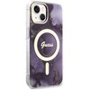 Etui GUESS Golden Marble MagSafe do Apple iPhone 14 Purpurowy Miasto Macierzysz