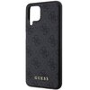 Etui na telefon w kolorze szarym z teksturą w delikatny wzór, posiada wycięcie na aparat. Na dole etui znajduje się złote logo z napisem "GUESS".