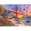 Puzzle TREFL Wood Craft Zachód słońca nad Golden Gate 20164 (1000 elementów) Seria Wood Craft