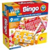 Pudełko gry logicznej "LISCIANI Ludoteca Bingo" z kolorową grafiką, zawierające napisy: "Bingo", "48 kart", "9 pisaków", "Praktyczna i emocjonująca gra! Zawiera karty wielokrotnego użytku", "Świetna zabawa dla całej rodziny!", "6-99", oraz logo "LISCIANI". Na pudełku widoczne są także karty do gry bingo, pisak i żetony, a w dolnym rogu napis "Wyprodukowano we Włoszech".