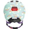 Kask rowerowy ABUS Smiley 3.0 LED Rainbow Niebiesko-zielony dla Dzieci z lampką (rozmiar S) Regulacja Od 45 do 50 cm