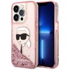 Etui KARL LAGERFELD Liquid Glitter NFT Karl's Head do Apple iPhone 14 Pro Max Przezroczysto-różowy
