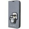 Etui KARL LAGERFELD Booktype Saffiano Karl & Choupette do Apple iPhone 14 Pro Srebrny