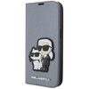 Etui KARL LAGERFELD Booktype Saffiano Karl & Choupette do Apple iPhone 14 Pro Max Srebrny