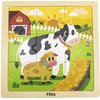 Puzzle VIGA Na podkładce: Krowa 44623 (9 elementów) Rodzaj Drewniane
