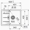 Zlewozmywak jednokomorowy z ociekaczem FRANKE Centro CNG 611-62 GSC 114.0687.316 Onyx 50x62 Wykonanie Granit