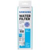 Opakowanie filtra do lodówki marki Samsung z napisem "SAMSUNG WATER FILTER Ice & Water Refrigerator Filter" oraz pieczęcią "GENUINE WATER FILTER". Na dole opakowania widnieje napis "Model Code HAF-QIN/EXP Replacement Cartridge DA97-17376B For Use in System DA97-08006C".