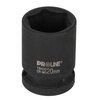 Czarna nasadka udarowa z widocznym napisem "PROLINE 18420 CR-MO 20mm" na jej powierzchni. Nasadka ma cylindryczny kształt z sześciokątnym otworem na jednym końcu.
