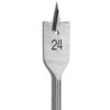 Metalowe wiertło łopatkowe z ostrym czubkiem, na którym widnieje liczba "24". Wiertło ma otwór poniżej czubka i gładką, metaliczną powierzchnię.