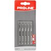 Opakowanie zawiera pięć brzeszczotów z widocznym napisem "PROLINE Made in Germany HSS" oraz numerem "93411". Na dole opakowania znajduje się adres strony internetowej "www.proline-tools.pl".