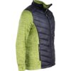 Bluza robocza w rozmiarze XL, model LAHTI PRO L4012304, ma czarny pikowany przód i zielone melanżowe rękawy oraz boczne panele. Zamek błyskawiczny i kieszenie są widoczne na przedniej części bluzy.