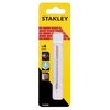 Opakowanie wiertła z logo "STANLEY" na żółtym tle, z widocznym wiertłem w przezroczystym plastikowym etui. Na opakowaniu znajdują się symbole wskazujące na zastosowanie wiertła oraz oznaczenie "Ø4 mm" i kod "STA58008".