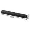 Czarny soundbar o wymiarach 800 mm długości, 124 mm szerokości i 64 mm wysokości. Na górnej powierzchni widoczne są przyciski, a na froncie znajduje się logo "SONY".
