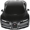 Czarne zdalnie sterowane auto o opływowym kształcie, z widocznym logo Bugatti na przodzie. Samochód ma szczegółowo odwzorowane reflektory i kratkę chłodnicy.
