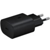 Czarna ładowarka sieciowa z dwoma metalowymi bolcami i portem USB-C. Na obudowie widoczny jest symbol błyskawicy oraz napis "Super Fast Charging".