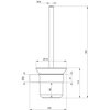Schemat techniczny przedstawia wymiary szczotki WC, z oznaczeniami: średnica 16 mm, średnica 115 mm, wysokość 350 mm, średnica 30 mm, wysokość 31 mm, wysokość 114 mm, wysokość 60 mm, szerokość 140 mm.