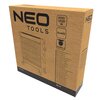 Kartonowe opakowanie promiennika NEO TOOLS 90-111 z widocznym rysunkiem urządzenia oraz napisami: "NEO TOOLS", "600/1200 W", "QUARZ", "WHEELS". Na opakowaniu znajduje się lista cech produktu w kilku językach oraz numer modelu "90-111".
