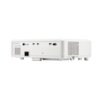 Biały projektor z widocznymi portami: HDMI, USB, LAN, audio oraz zasilania. Na obudowie znajdują się napisy: "CRESTRON", "HDMI" oraz specyfikacje dotyczące napięcia.