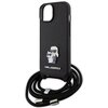 Etui KARL LAGERFELD Crossbody Saffiano Metal Pin do Apple iPhone 14 Plus/15 Plus Czarny Dominujący kolor Czarny