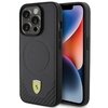 Etui FERRARI Carbon Metal Logo MagSafe do Apple iPhone 15 Pro Czarny
