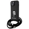 Etui KARL LAGERFELD Crossbody Saffiano Monogram Metal Pin Karl & Choupette do Apple iPhone 15 Czarny