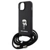 Etui KARL LAGERFELD Crossbody Saffiano Monogram Metal Pin Karl & Choupette do Apple iPhone 15 Czarny Dominujący kolor Czarny