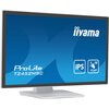 Monitor z białą ramką i podstawą, na ekranie widoczne jest niebieskie tło z logo "iiyama" oraz napisami "ProLite T2452MSC", "IPS" i ikoną dotykową z napisem "10 PCAP".