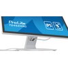 Monitor z białą ramką i podstawą, na ekranie widoczny jest niebieski motyw z tekstem "ProLite T2452MSC" oraz ikonami "IPS" i "10 PCAP". Kabel wychodzi z tyłu monitora, a tło ekranu jest w odcieniach niebieskiego.