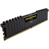 Czarny moduł pamięci RAM z widocznymi napisami: "CORSAIR", "VENGEANCE LPX" oraz "DDR4". Złote styki znajdują się na dolnej krawędzi modułu.