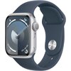 Apple Watch 9 GPS 41mm koperta z aluminium (srebrny) + pasek sportowy rozmiar S/M (sztormowy błękit)