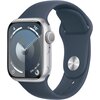 APPLE Watch 9 GPS 41mm koperta z aluminium (srebrny) + pasek sportowy rozmiar S/M (sztormowy błękit)