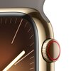 APPLE Watch 9 GPS + Cellular 45mm koperta ze stali nierdzewnej (złoty) + pasek sportowy M/L (popielaty brąz) Komunikacja Bluetooth