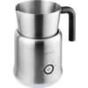 Na zdjęciu widoczny jest metalowy spieniacz do mleka z czarnym uchwytem, na którym znajduje się logo "Catler". Na urządzeniu widoczne są ikony z napisami: "Latte", "Capp", "Cold" oraz przycisk z symbolem włączania.