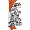 Opakowanie gry towarzyskiej "REBEL Story Cubes Star Wars" przedstawia ilustrację robota oraz dziewięć kostek z różnymi symbolami związanymi z uniwersum Gwiezdnych Wojen. Na opakowaniu widnieje napis: "Rzuć kośćmi i stwórz własną opowieść ze świata Gwiezdnych Wojen!" oraz logo "Rory's Story Cubes".