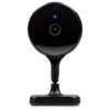 Czarna kamera o okrągłym kształcie z widocznym obiektywem i niebieską diodą na górze, zamontowana na smukłym stojaku z prostokątną podstawą. Produkt to "Kamera EVE Cam Wewnętrzna, Wi-Fi".