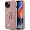 Etui GUESS Glitter Script Big 4G do Apple iPhone 15 Plus Różowy