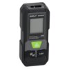 Czarny dalmierz laserowy z wyświetlaczem, na którym widnieje napis "DEDRA MC0932" oraz "Dalmierz laserowy Laser Distance Meter 30M". Na urządzeniu znajdują się przyciski z oznaczeniami graficznymi oraz napisami "ON DIST" i "C/OFF".
