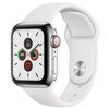 APPLE Watch 5 GPS + Cellular 40mm koperta ze stali nierdzewnej (srebrny) + pasek sportowy (biały)