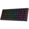 Czarna klawiatura mechaniczna z podświetleniem RGB, posiadająca 84 klawisze, w tym klawisze funkcyjne F1-F12 oraz klawisze strzałek. Na obudowie widoczne jest logo "RK Royal Kludge".
