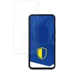 Na zdjęciu widoczne jest szkło hartowane 3MK HardGlass do Samsung Galaxy A54 5G, obok którego znajduje się smartfon z niebieskim ekranem i żółto-niebieską tarczą. Produkt jest przeznaczony do ochrony ekranu telefonu.