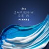 Na zdjęciu widoczny jest niebieski żel do golenia, który przechodzi w białą piankę, na tle ciemnoniebieskiego gradientu. Na środku znajduje się tekst: "ŻEL ZAMIENIA SIĘ W PIANKĘ".