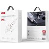 Opakowanie ładowarki samochodowej XO CC56 PD 30W w kolorze białym, z przodu widoczny jest obraz ładowarki z kablem USB oraz napisy: "CHARGER+MICRO CABLE XO-CC56 PD 30W". Na odwrocie opakowania znajduje się zdjęcie ładowarki podłączonej do telefonu w samoc