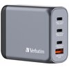 Ładowarka sieciowa VERBATIM GNC-100 GaN 100W + Adapter EU/UK/US Szary