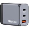 Ładowarka sieciowa VERBATIM GNC-65 GaN 65W + Adapter EU/UK/US Szary