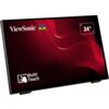 Monitor z czarną ramką, na ekranie widoczne logo "ViewSonic" z trzema kolorowymi ptakami oraz napis "Multi Touch" z ikoną dłoni. W prawym górnym rogu znajduje się oznaczenie "24"".