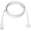 Na zdjęciu widoczny jest biały kabel USB z jednym końcem zakończonym standardowym złączem USB, a drugim końcem z płaskim złączem. Na płaskim złączu znajduje się logo "Waterpik".