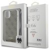Opakowanie zawiera etui na telefon z nadrukiem 4G i logo GUESS, widoczne przez przezroczystą część pudełka. Na odwrocie opakowania znajdują się informacje o produkcie w kilku językach oraz logo GUESS.